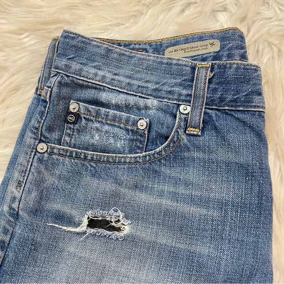 AG Adriano Jeans Ex-Boyfriend Crop Jeans Mid Rise Size 28 Light Wash Distressed - Picture 5 of 16